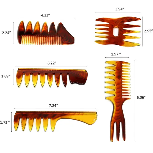 Miniatura 3 de Peine de pelo para peluquería peluquero peluquero textura peine paquete de 5 cepillos profesionales para el cabello retro peluquería estilo cuidado