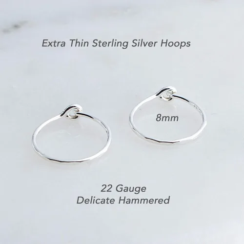 Miniatura 77 de Aretes de plata de ley abiertos para cartílago, tragus, delgados, calibre 22