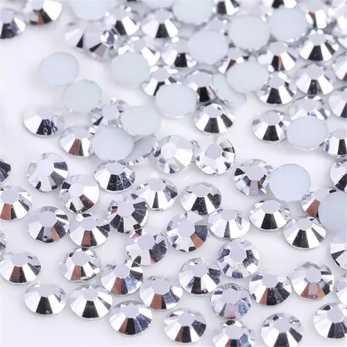 Miniatura 53 de 3000 unidades de diamantes de imitación termoadhesivos SS6 de 2mm con parte posterior plana, gemas de cristal de vidrio transparente redondas