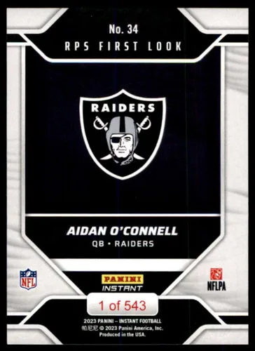 Miniatura 2 de Football NFL 2023 Panini Instant RPS First Look #34 Aidan O'Connell