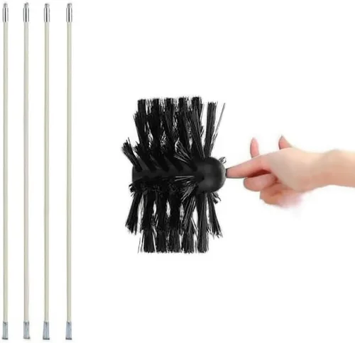 Miniatura 8 de Herramienta de barrido de chimenea, cepillo de ventilación para secadora, kit de cepillo de chimenea de nailon reutilizable para chimeneas de arriba