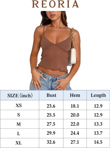 Miniatura 6 de REORIA Camiseta corta sin mangas con cuello en V para mujer, con tirantes delgados ajustables, malla transparente, Y2K
