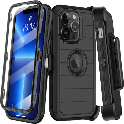 Miniatura 19 de KECAI Funda para iPhone 13 Mini con Protector de Pantalla Integrado, Funda con Clip para Cinturón, Resistente de Servicio Pesado a Prueba de Golpes