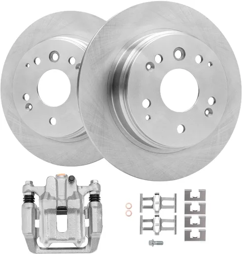 Detroit Axle - Rotores de freno de disco trasero + pinza de freno de disco del lado del pasajero trasero de repuesto para Acura TL Honda Element -
