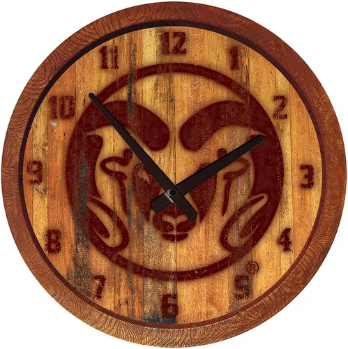 Miniatura 73 de The Fan-Brand NCAA Oklahoma Sooners: Reloj de pared con parte superior de barril de imitación para decoración de bar, decoración de fiesta