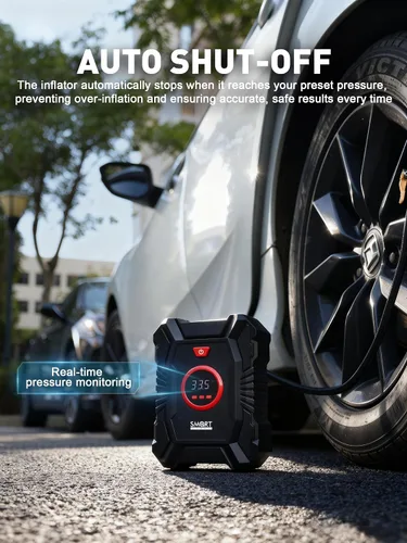 Miniatura 6 de SMART JERRY - Inflador de neumáticos de 12 V para automóvil Inflador digital de neumáticos compresor de aire portátil para camión con apagado