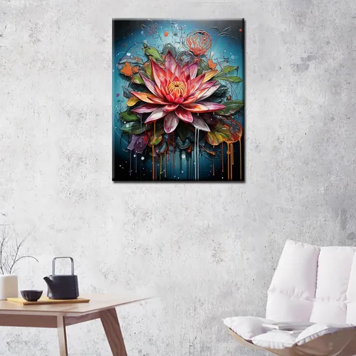 Miniatura 3 de Pintura acrílica de flor de loto por números, para jardín, floral, bricolaje, pintura acrílica por números, para niños y adultos, principiantes