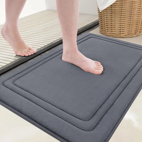 Grandaily Alfombra de baño de espuma viscoelástica de 24 x 16 pulgadas, ultrasuave, antideslizante y absorbente, lavable a máquina, cómoda alfombra