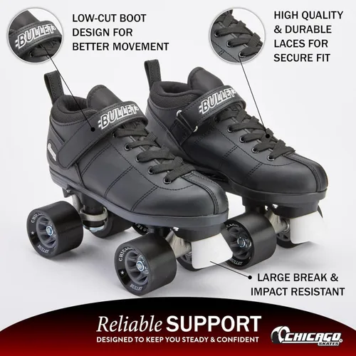 Miniatura 3 de Chicago Skates Patines de velocidad bala – Patines ajustables para mujeres y hombres, rendimiento superior duradero con tapón delantero, ruedas