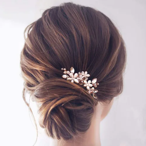Miniatura 8 de JAKAWIN - Pinzas decorativas para el cabello de boda, accesorios para el cabello Dama de honor plata oro rosa pieza updo para mujer
