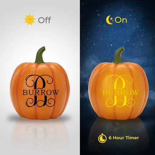 Miniatura 7 de Let's Make Memories - Calabaza personalizable con luz y apellido familiar e inicial para decoración otoñal de Halloween, para interiores y Crema