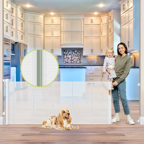 Miniatura 23 de Puertas de bebé retráctiles reforzadas de 55" de ancho para puertas para prevenir que se arrastre, puerta retráctil para exteriores, puertas