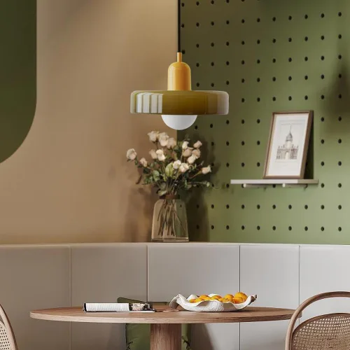 Miniatura 5 de Lámpara Colgante Moderna de Mediados de Siglo Vidrio Naranja Verde Luz Colgante Nórdica Lámpara Individual Grande Vintage Estilo Granja Comedor