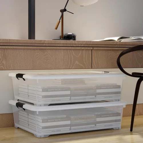 Miniatura 6 de Morcte Cajas de almacenamiento de plástico de 40 cuartos de galón, contenedor de almacenamiento de plástico transparente debajo de la cama