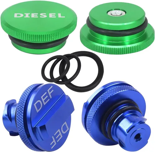 Tapa de combustible diésel compatible con Dodge Ram, paquete combinado de fábrica de aluminio, tapa magnética de combustible diésel y tapa DEF para