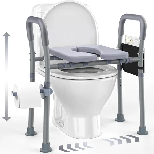Elevador de Asiento de Inodoro Dedibody para Personas Mayores, Asiento de Inodoro Elevado con Asas, Altura y Ancho Ajustables, Asiento de Inodoro