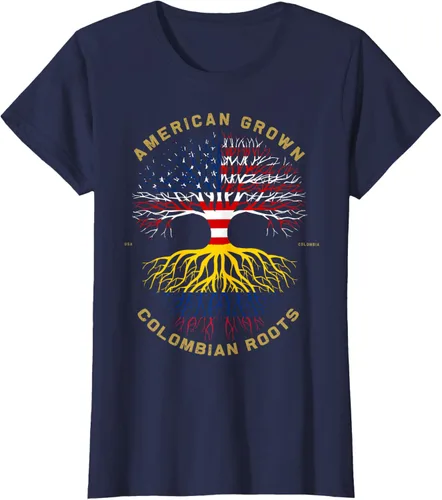 Miniatura 27 de Camiseta de regalo con la bandera de Estados Unidos con árbol de raíces colombianas