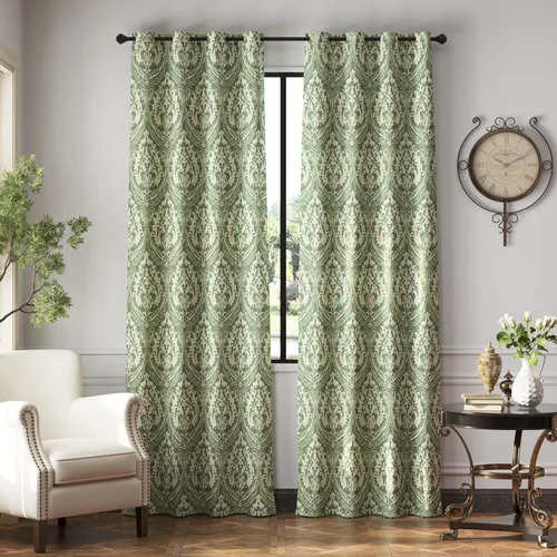 Miniatura 17 de jinchan Cortinas opacas de 90 pulgadas de largo, 2 paneles de medallón de damasco azul, cortinas de ventana para dormitorio, con ojales, aislamiento