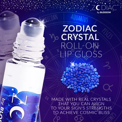 Miniatura 2 de Blossom Brillo de labios con signo del zodiaco con aroma a vainilla, brillo labial roll-on hidratante e hidratante con cristales del zodiaco, Acuario