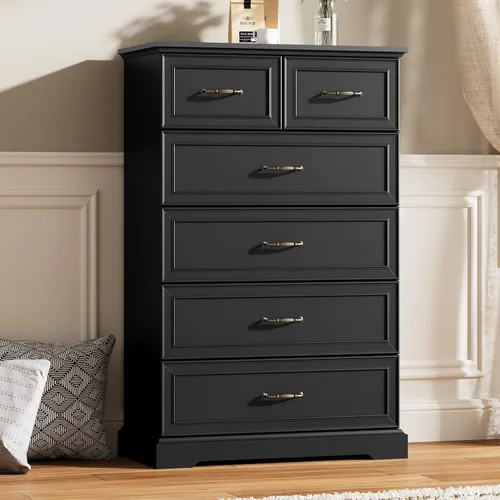 Miniatura 21 de Thacuok Cómoda de 3 cajones para dormitorio, cómoda de madera de 24 pulgadas de ancho, cómoda rústica de granja con cajones grandes y asas de metal