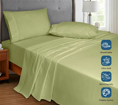 Miniatura 85 de Royale Linens Sábana encimera de tamaño individual XL 100% Algodón Orgánico – Super suave – Sábanas superiores de percal – Sábana encimera