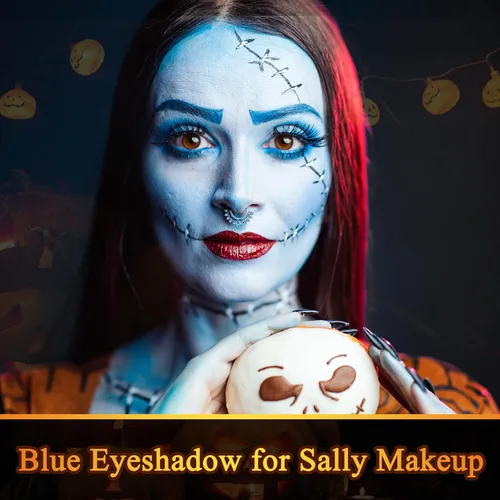 Miniatura 4 de MEICOLY 2 unidades de sombra de ojos en barra azul para Halloween, cadáver, novia, avatar, sally, maquillaje, crayón metálico, impermeable