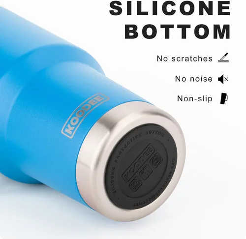 Miniatura 4 de koodee Vaso de 30 onzas con tapa y pajilla, acero inoxidable con aislamiento de doble pared, vaso de viaje para agua y agua con asa (azul cielo)