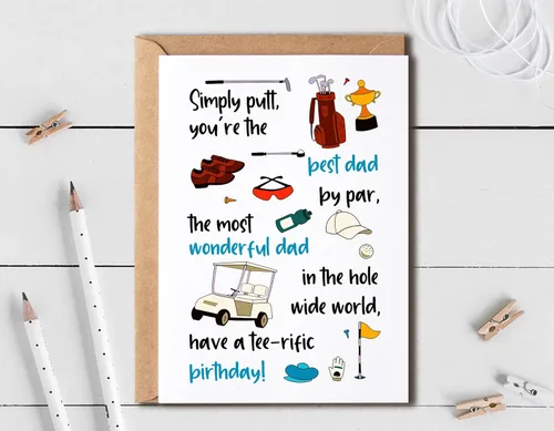 Miniatura 4 de EruditeGifts Simply Putt You're The Best Dad By Par - Divertida tarjeta de cumpleaños para papá de hijo e hija - Tarjeta de felicitación