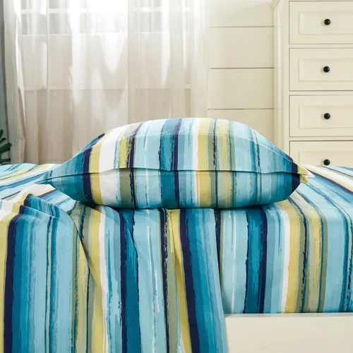 Miniatura 27 de Chezmoi Collection Juego de sábanas geométricas Lodge de 3 piezas tamaño Twin - Multicolor azul con estampado de diamante, microfibra cepillada
