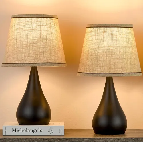 Miniatura 13 de Juego de 2 lámparas táctiles modernas de 18.1'' para mesita de noche con brillo regulable de 3 niveles, lámparas de mesa para sala de estar