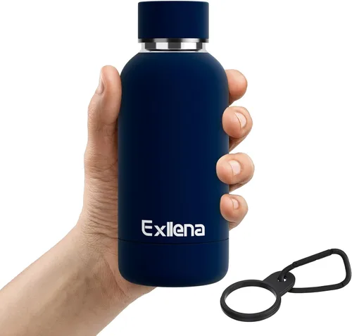 Miniatura 32 de Exllena Botella de agua pequeña de 12 onzas con clip, doble pared de acero inoxidable al vacío, pequeña botella de agua aislada que mantiene