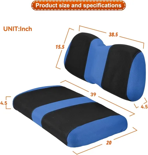 Miniatura 6 de Juego de fundas de asiento de carrito de golf, fundas para asientos delanteros de carrito de golf, ajuste para Club Car Precedent OEM, cojín de Azul
