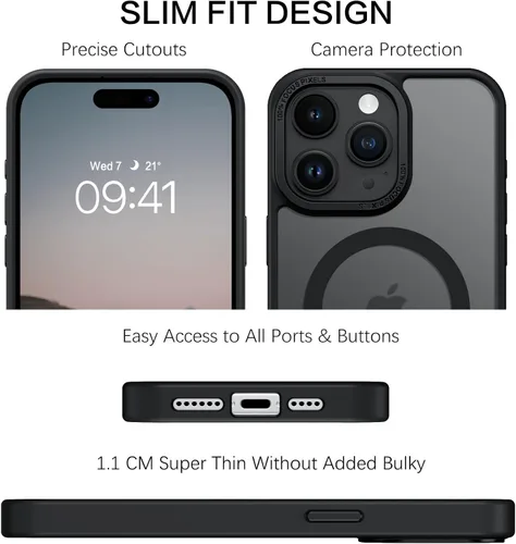 Miniatura 8 de BENTOBEN Funda magnética para iPhone 15 Pro Max, compatible con MagSafe, translúcida mate, esmerilada, antihuellas, delgada, a prueba de golpes