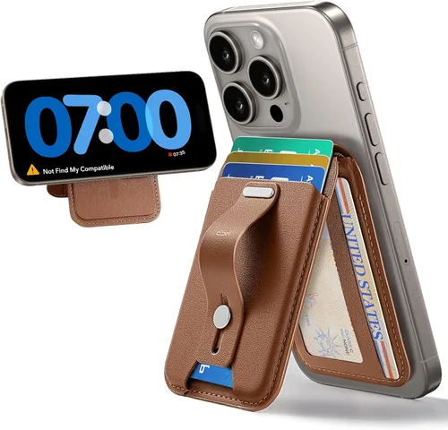 Miniatura 12 de ESR Soporte para cartera MagSafe con agarre, bloqueo RFID, anillo MagSafe incluido, 5 tarjetas para funda de teléfono, cartera magnética para iPhone