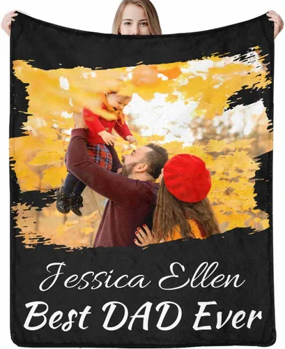 Miniatura 13 de Regalo para papá de hija manta personalizada con fotos, manta suave personalizada, regalo de cumpleaños para papá, manta del mejor papá del mundo
