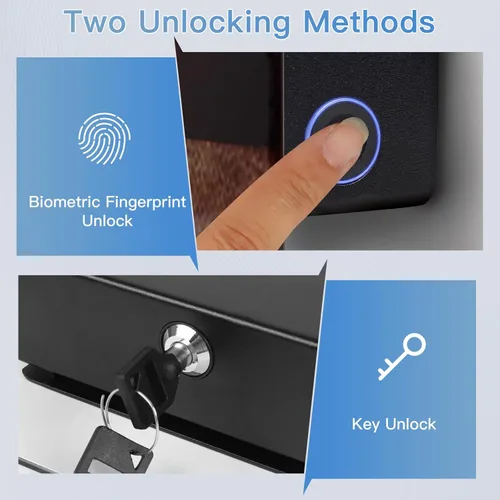 Miniatura 2 de Caja fuerte biométrica oculta para 2 pistolas, almacenamiento oculto de armas de acceso rápido con soporte móvil y cargador, caja fuerte para armas