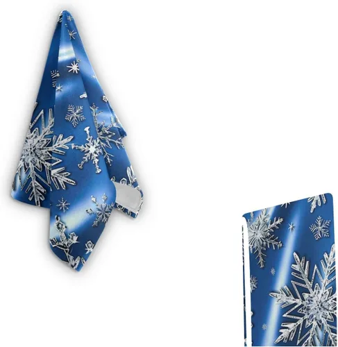 Miniatura 8 de Pfrewn Juego de 2 toallas de mano de copos de nieve azules de invierno, juego de 2 toallas de baño de nieve con purpurina brillante de zafiro de 16