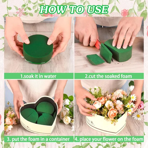 Miniatura 3 de 6 bloques de espuma florales redondos de 3.8 pulgadas, espuma de flores verdes húmedas y secas para flores frescas y artificiales, boda
