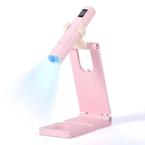 SAVILAND Essentials Lámpara de uñas LED manos libres: luz UV rosa de secado rápido con soporte plegable LCD visible Temporizador de 20/60s lámpara