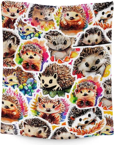 Miniatura 13 de Manta de erizo personalizada con nombre, 50 x 40 pulgadas, bonita manta para niñas, mantas suaves y peludas marrones para cuna, sofá y viajes