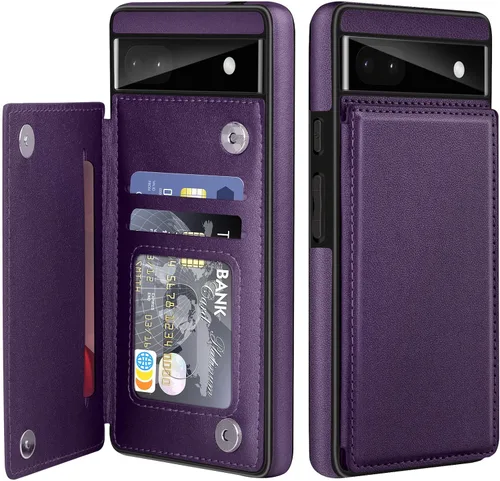 Miniatura 22 de Bizzib para Google Pixel 6A Funda de cuero tipo cartera con tarjetero, cubierta tipo libro con pata de pie, cierre magnético, funda protectora a
