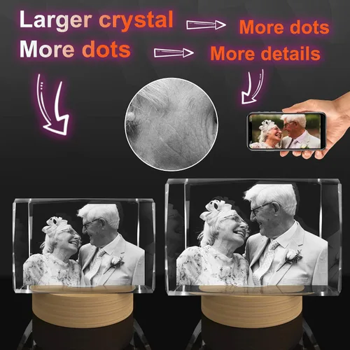 Miniatura 4 de Regalos personalizados con fotos de cristal 3D para ella, esposa, mamá, papá, mujeres, hombres, parejas, regalos personalizados con imágenes