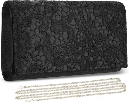 UBORSE Elegante bolso de mano de encaje floral para mujer, bolso de noche, sobre bolso de embrague, boda, baile de graduación, monederos de fiesta