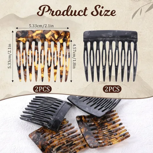 Miniatura 2 de 4 peines laterales franceses para pequeños giros franceses, pinzas decorativas para el cabello, clips de sujeción fuerte para moño, accesorios