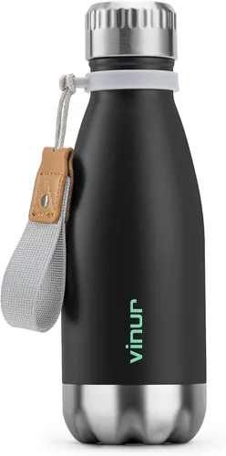 VINUR Botella de agua para niños, 9 onzas, acero inoxidable, doble pared, aislada al vacío, botella de agua para la escuela, frasco en forma de cola