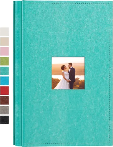 Miniatura 38 de potricher Álbum de fotos pequeño de 4 x 6 pulgadas, 200 fotos, cubierta de cuero, libro de fotos con 200 bolsillos horizontales para familia, boda