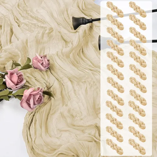 Miniatura 20 de Paquete de 12 caminos de mesa de estopilla, 35x120 pulgadas, caminos de mesa terracota, rústicos, naranja quemado, tela de queso, bóheme, gasa