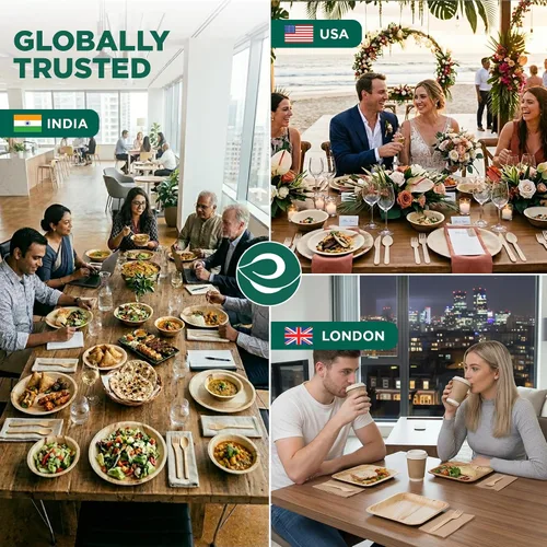 Miniatura 6 de ECO SOUL Platos de Hoja de Palma de 6" Cuadrados (50 Unidades) – Desechables, Ecológicos, Platos de Aperitivo de Bambú Biodegradables – Vajilla