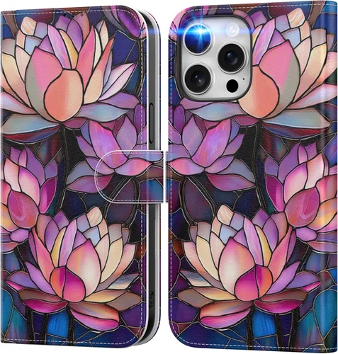Miniatura 56 de DEENAKIN Funda tipo cartera para iPhone 15 con tarjetero + clip para efectivo, bloqueo RFID, protección contra caídas de grado militar y obras