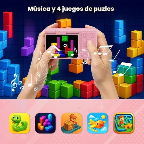 Miniatura 3 de Cámara para niños, cámara digital 1080P de 5MP para niños con pantalla abatible de 180° y tarjeta SD de 32 GB, cámara de juguete retro para niños